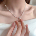 Clear Irregular Bead Necklace With Small Ring Pendant view 3