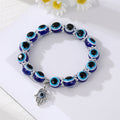 Silver Tone Blue Evil Eye Bead Stretch Bracelets in Two Sizes view 7