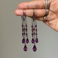 Dark Metal Purple Crystal Tassel Hook Earrings Decorative Jewelry view 2