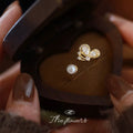 Gold Tone Clear Stone Butterfly And White Pearl Open Adjustable Ring view 4