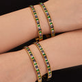 Colorful Baguette Zircon Clasp Bangle Gold Or Steel view 3