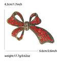 Red Crystal Long Tail Bow Brooch with Gold Tone Frame view 5