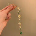 Gold Tone Floral Hair Pins With Green Bead Drops And Mismatched Variant Image view 4