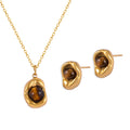 Organic Brown Stone Pendant Necklace Matching Stud Earrings view 5