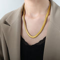 Flat Herringbone Snake Chain Necklace Gold And Steel view 6