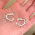 Textured Star and Heart Hoop Earrings in Gold and Silver Tone view 7