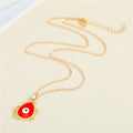 Gold Tone Ornate Teardrop Evil Eye Pendant Necklaces in Six Colors view 5