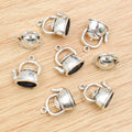 Dimensional Kettle Charms with Hinged Handle in Silver Finish view 3