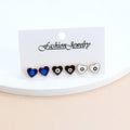 Heart Evil Eye Mini Stud Earring Three Pair Sets in Three Colorways view 3