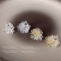 Clear Resin Flower Stud Earrings Gold Foil Fleck Accents view 2