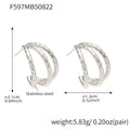 Triple Layer Lattice Texture C Hoop Earrings Gold Steel view 8