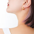 Small Flat C-Shape Hoop Stud Earrings Gold Steel Pair view 4