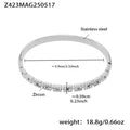 Stainless Steel Chain Link Hinge Bangle With Zircon Accents view 8