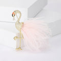 Flamingo Feather Brooch in Metal with Gold-tone Flamingo Neck and Soft Feather Plumage view 3