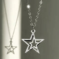 Hollow Dotted Star Pendant Necklace Gold Silver Black Gold view 1