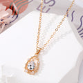 Gold Tone Crystal Teardrop Pendant Necklaces in Green Red and Clear view 6