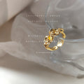 Gold Tone Abstract Face Sculpted Folded Chunky Open Adjustable Ring view 1