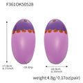 Oval Colorblock Stud Earrings Purple Pink Oil Drip Finish view 6