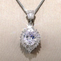 Oval Halo Pendant with Green Red or Clear Stone with Clear Stone Details view 2