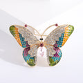 Gold Multicolor Enamel Butterfly Brooch Rhinestone Wings view 1