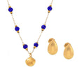 Gold Shell Pendant Set Blue Crystal Beads Necklace Bracelet view 5