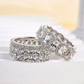 Rectangular Clear Stone Three-Ring Stacking Set In Silver Tone view 5