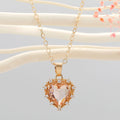 Gold Tone Faceted Heart Crystal Halo Pendant Necklaces in Three Colors view 4