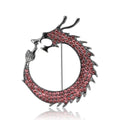 Circular Tail Chasing Dragon Brooch in Four Colors view 5