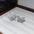 Silver Tone Openwork Butterfly Crystal Stud Earrings view 6
