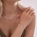 Faux Pearl Heart Charm Necklace Bracelet Gold Or Steel Tone view 1