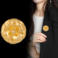 Gold Tone Camellia Polished Metal Brooch Pin for Jackets and Lapels view 4