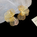 Wire Petal Flower Stud Earrings with Reflective Details view 6