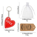 Red Love Wood Heart Keychain Metal Chain Split Ring view 2