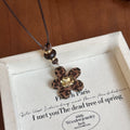 Leopard Heart and Flower Long Pendant Necklace Statement Fashion Jewelry view 4