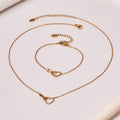 Infinity Heart Zircon Necklace Bracelet Gold Steel Two-Tone view 3