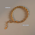 Thick Twisted Rope Chain Bracelet Gold Tone Lobster Clasp Extender view 2
