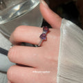 Bow Twin Pear Stone Open Ring Gold Red Silver Purple view 3