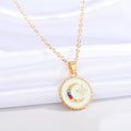 Gold Tone Crescent Moon and Star Medallion Necklaces in Three Colors view 3
