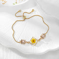 Gold Tone Pressed Flower Crystal Heart Slider Bracelets in Nine Designs view 10