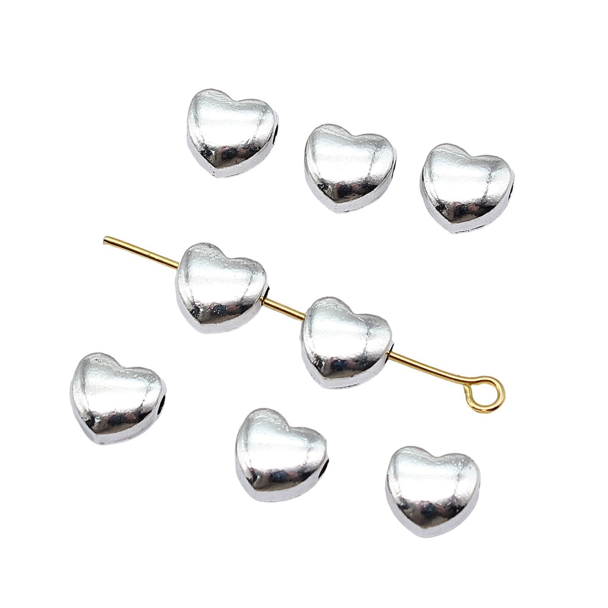 7.6x7.3x4.9mm 1g Multi Color Zinc Alloy Heart Shape Small Hole Beads for Bracelet Jewelry Making