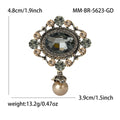 Vintage Oval Crystal Pearl Drop Brooch Gold Silver Two Tones view 4