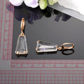 Gold and Silver Tone Trapezoid Faceted Crystal Drop Earrings view 4