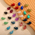 Teardrop Resin Stud Earrings Multicolor Marbled Gloss Finish view 2