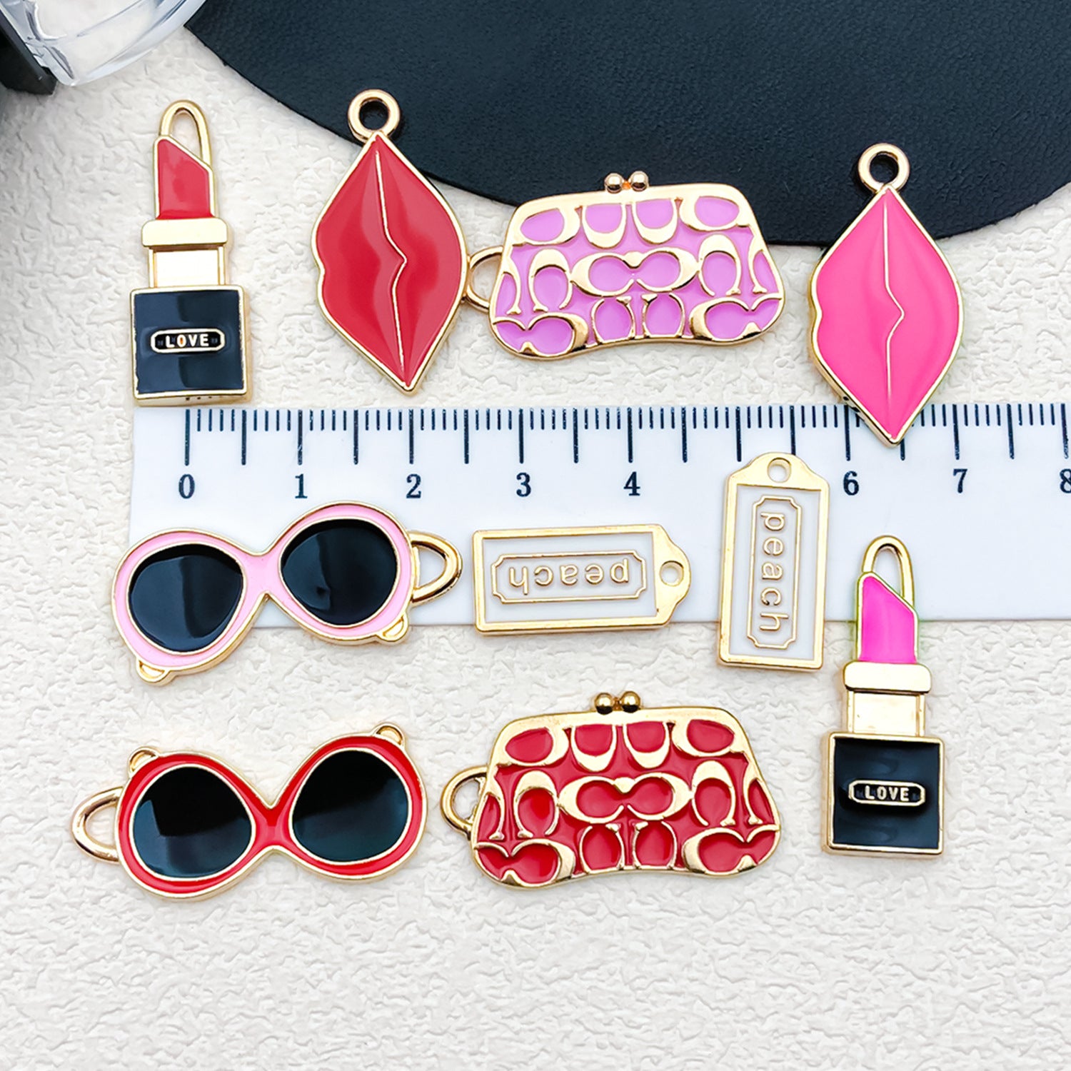 Enamel Zinc Alloy Lipstick Bag Theme Charm Pendant for DIY Earrings Bracelet Keychain