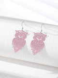 Silver Tone Openwork Owl Hook Earrings in Six Colors view 5