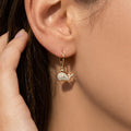 Crystal Whale Tail Drop Hoop Earrings in Three Metal Designs view 2