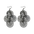 Filigree Round Disc Cluster Fish Hook Earrings Statement Jewelry Pair view 5
