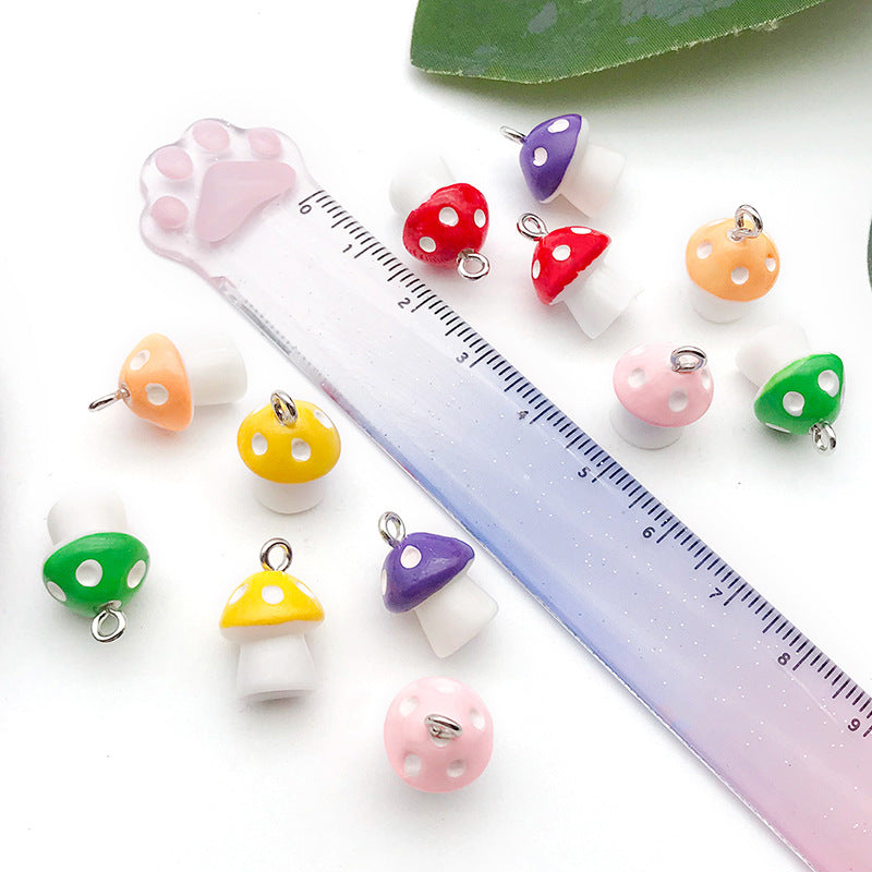 Colorful Resin 3D Mushroom Charm Pendant for DIY Keychain Bracelet Jewelry Accessories