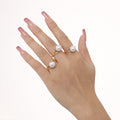 Imitation Pearl Side Zircon Open Ring Stainless Steel view 1