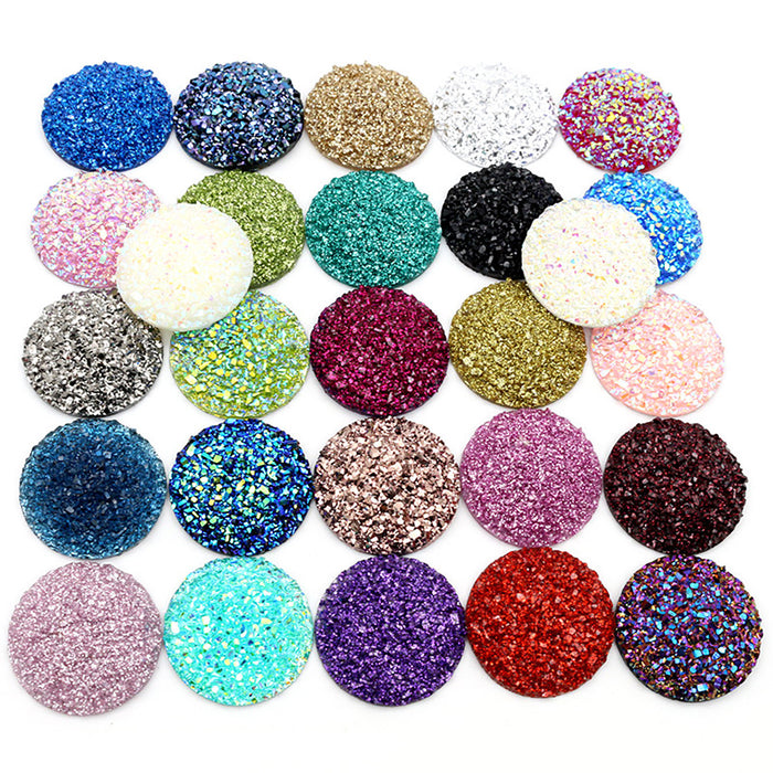 Colorful Glitter Texture Round Resin Cabochons for Crafts
